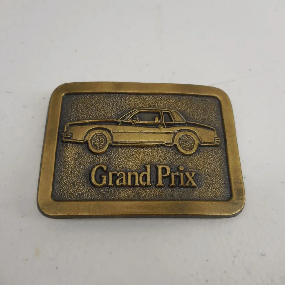 Vintage 70s Pontiac Grand Prix‎ Brass Belt Buckle 4